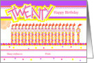 Happy 20th Birthday, Cake with 20 Candles card