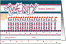 Happy 20th Birthday, Cake with 20 Candles card