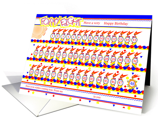 Happy 48th Birthday, Cake with 48 Candles card (833458)