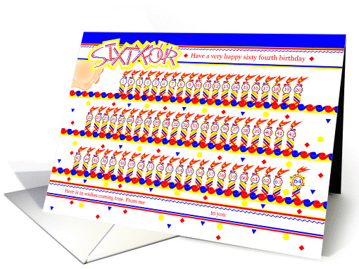 Happy 64th Birthday, Cake with 64 Candles card (833820)