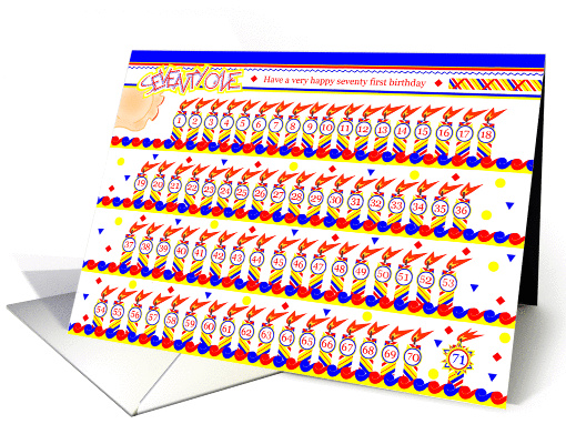 Happy 71st Birthday, Cake with 71 Candles card (834475)