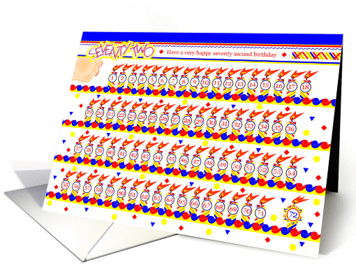 Happy 72nd Birthday, Cake with 72 Candles card (834480)