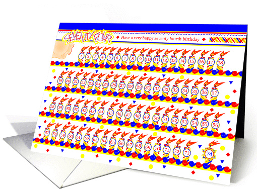 Happy 74th Birthday, Cake with 74 Candles card (834512)