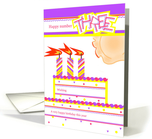 Happy 3rd Birthday, Cake with 3 Candles card (837212)