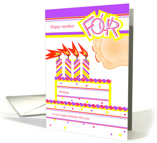 Happy 4th Birthday, Cake with 4 Candles card (837342)