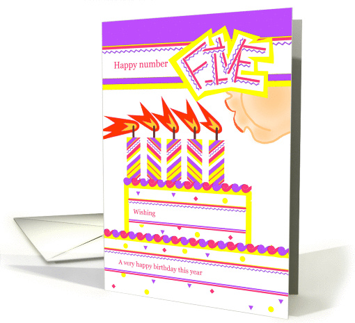 Happy 5th Birthday, Cake with 5 Candles card (837344)