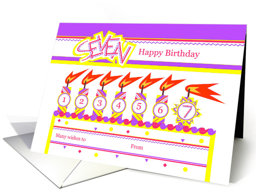 Happy 7th Birthday, Cake with 7 Candles card (837353)