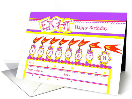 Happy 8th Birthday, Cake with 8 Candles card (837367)