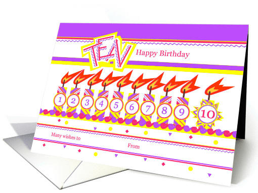 Happy 10th Birthday, Cake with 10 Candles card (837376)