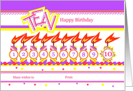 Happy 10th Birthday, Cake with 10 Candles card
