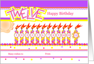 Happy 12th Birthday, Cake with 12 Candles card