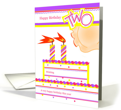 Happy 2nd Birthday, Cake with 2 Candles card (837438)