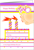 Happy 2nd Birthday, Cake with 2 Candles card
