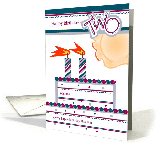 Happy 2nd Birthday, Cake with 2 Candles card (837439)