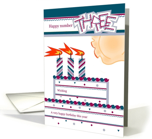 Happy 3rd Birthday, Cake with 3 Candles card (837475)