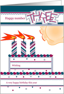 Happy 3rd Birthday, Cake with 3 Candles card