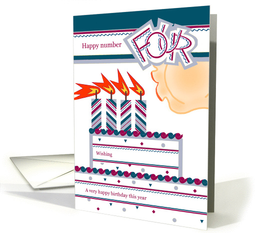 Happy 4th Birthday, Cake with 4 Candles card (837488)