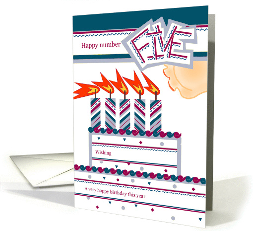 Happy 5th Birthday, Cake with 5 Candles card (837492)