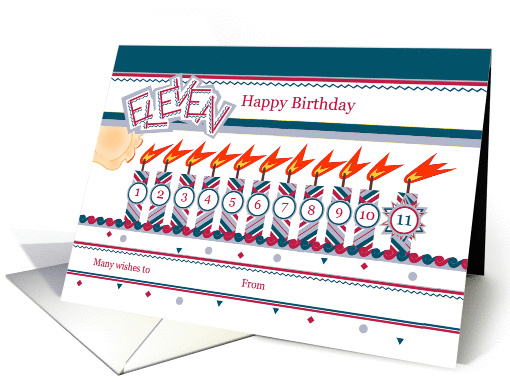 Happy 11th Birthday, Cake with 11 Candles card (838222)
