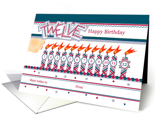 Happy 12th Birthday, Cake with 12 Candles card (838224)