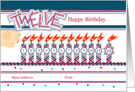 Happy 12th Birthday, Cake with 12 Candles card
