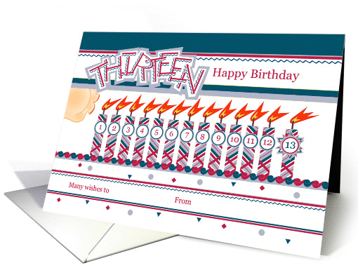 Happy 13th Birthday, Cake with 13 Candles card (838225)