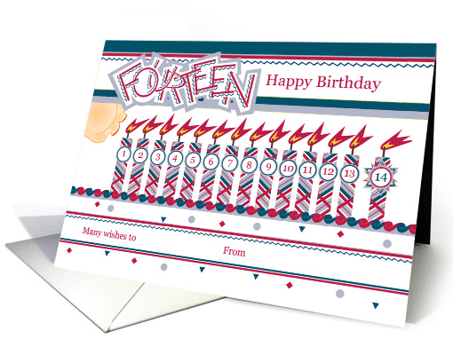 Happy 14th Birthday, Cake with 14 Candles card (838227)