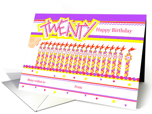 Happy 20th Birthday, Cake with 20 Candles card (838299)