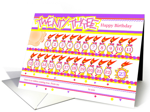 Happy 23rd Birthday, Cake with 23 Candles card (838562)