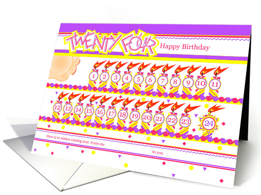 Happy 24th Birthday, Cake with 24 Candles card (838564)