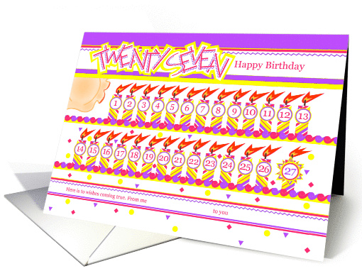 Happy 27th Birthday, Cake with 27 Candles card (838568)