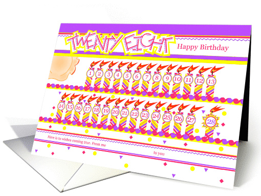 Happy 28th Birthday, Cake with 28 Candles card (838579)