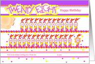 Happy 28th Birthday, Cake with 28 Candles card