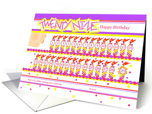 Happy 29th Birthday, Cake with 29 Candles card (838581)