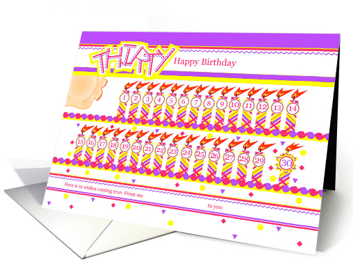 Happy 30th Birthday, Cake with 30 Candles card (838583)
