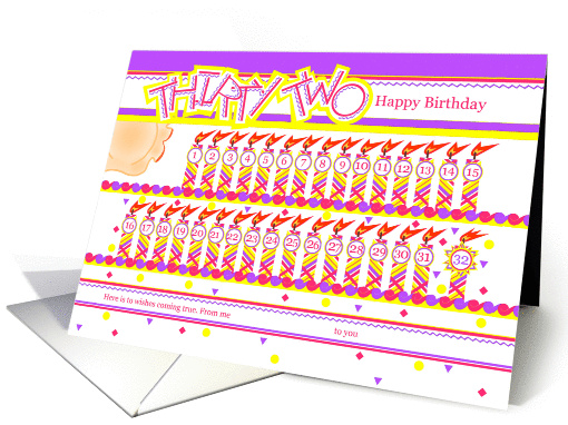 Happy 32nd Birthday, Cake with 32 Candles card (838589)