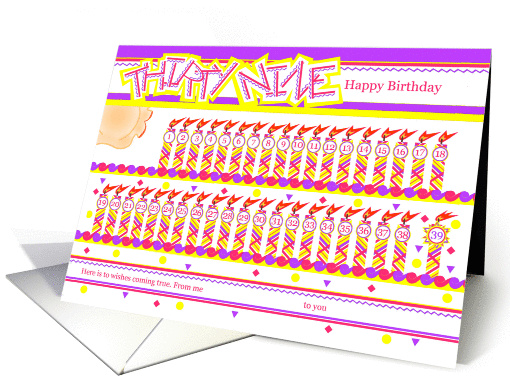 Happy 39th Birthday, Cake with 39 Candles card (839303)