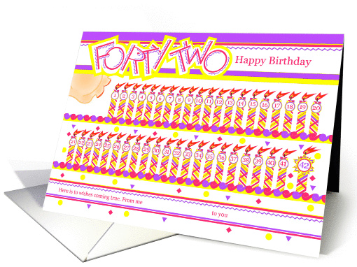 Happy 42nd Birthday, Cake with 42 Candles card (839306)