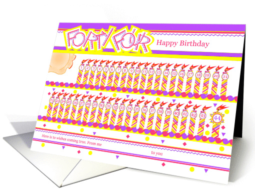 Happy 44th Birthday, Cake with 44 Candles card (839795)