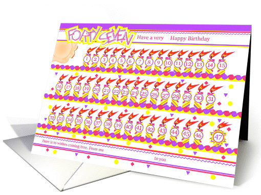 Happy 47th Birthday, Cake with 47 Candles card (839799)