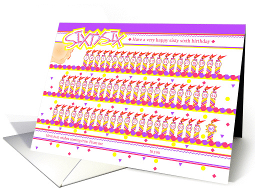 Happy 66th Birthday, Cake with 66 Candles card (841345)