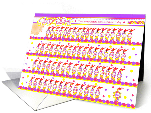 Happy 68th Birthday, Cake with 68 Candles card (841390)