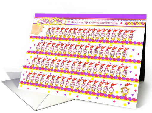 Happy 72nd Birthday, Cake with 72 Candles card (841394)