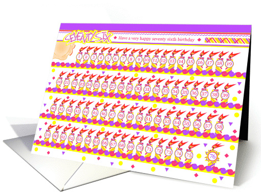 Happy 76th Birthday, Cake with 76 Candles card (841661)