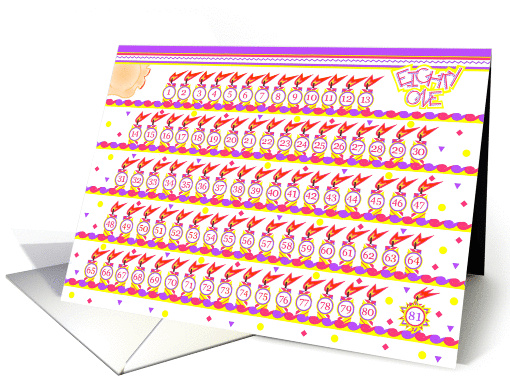 Happy 81st Birthday, Cake with 81 Candles card (841708)