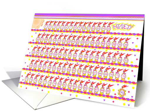 Happy 90th Birthday, Cake with 90 Candles card (841847)
