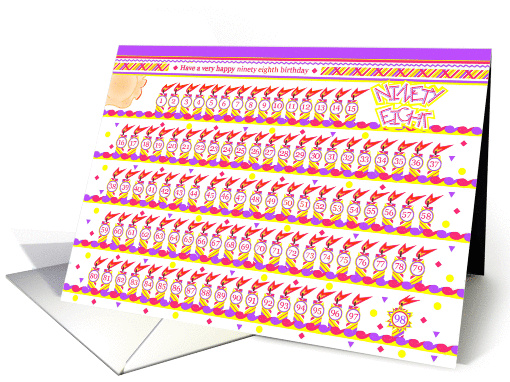 Happy 98th Birthday, Cake with 98 Candles card (842322)