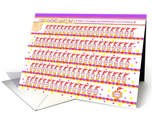 Happy 102nd Birthday, Cake with 102 Candles card (842330)