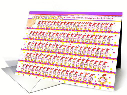 Happy 104th Birthday, Cake with 104 Candles card (842372)