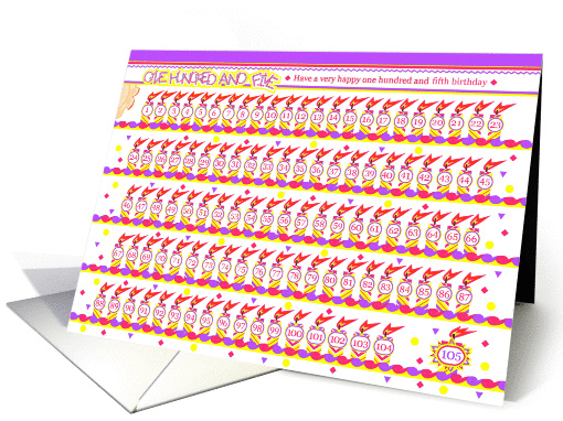 Happy 105th Birthday, Cake with 105 Candles card (842373)